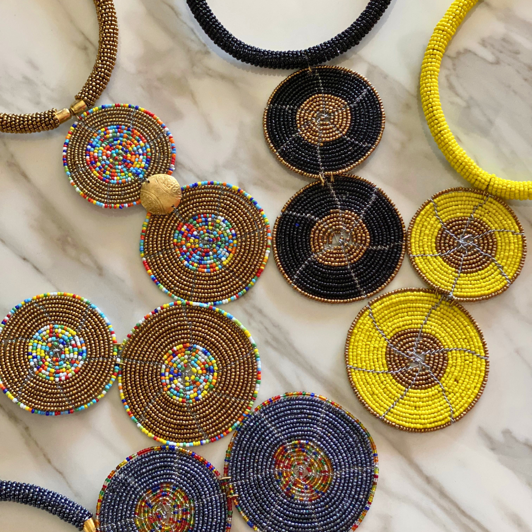 Handmade by the Maasai Tribe - Beaded 2 Circles Necklace