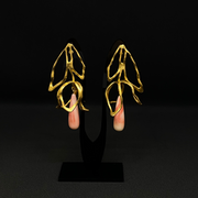 Downward Leaves Cage with Light Salmon Pink Stone