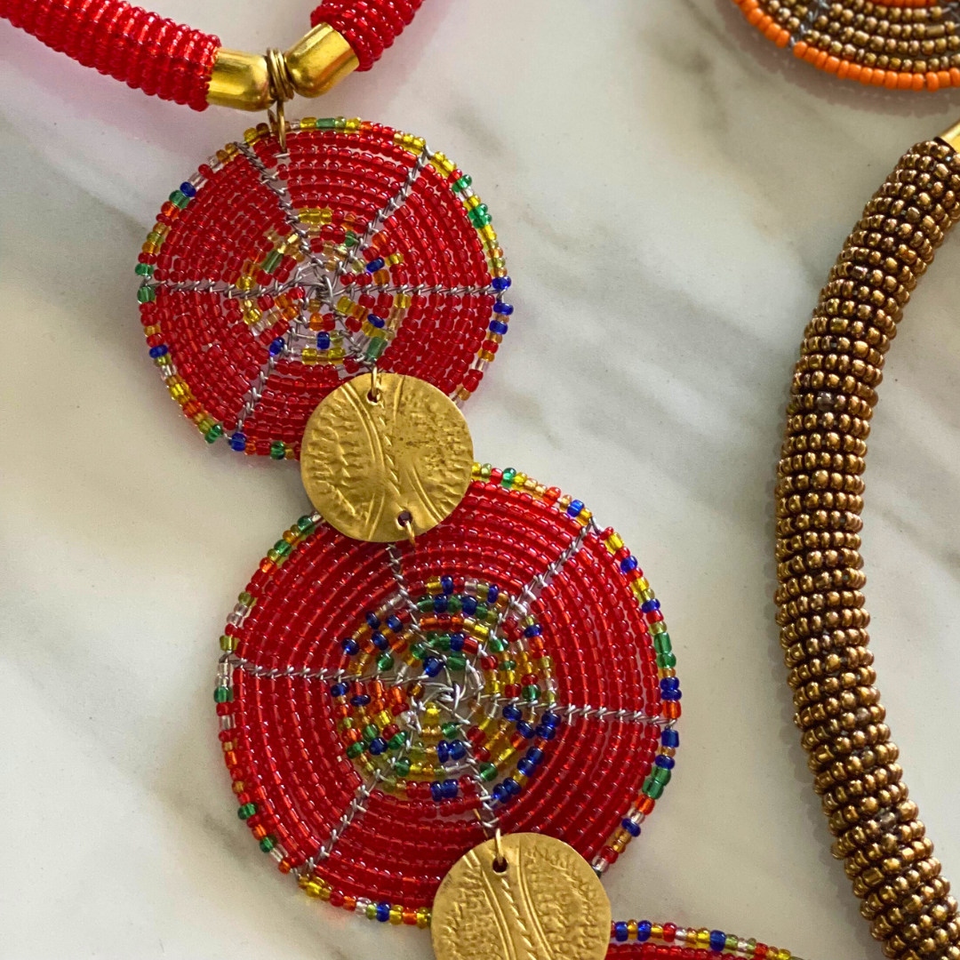 Handmade by the Maasai Tribe - Beaded 3 Circles Necklace