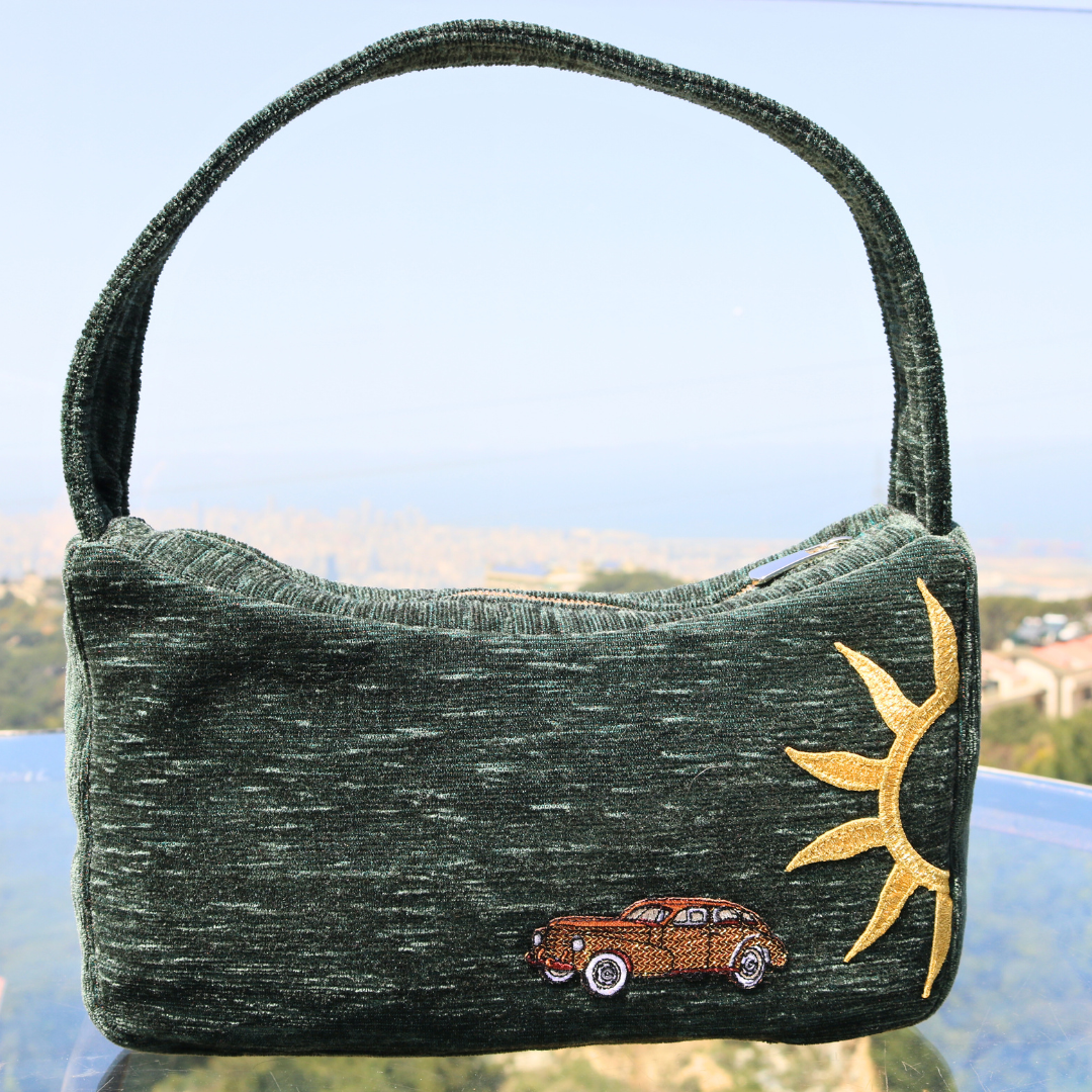 Emerald Green with Car & Sun Embroidery