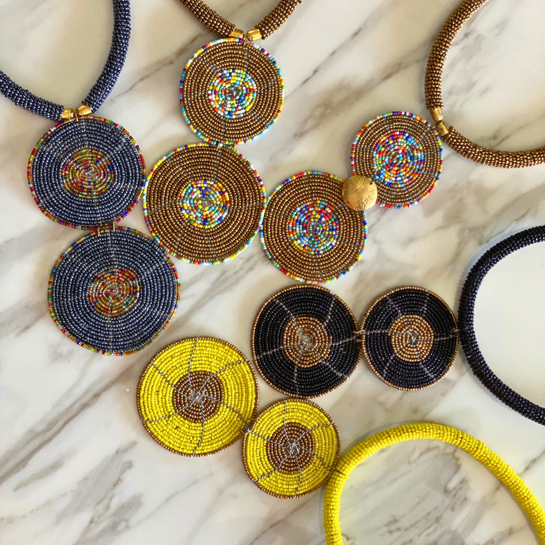 Handmade by the Maasai Tribe - Beaded 2 Circles Necklace