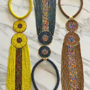 Handmade by the Maasai Tribe - Beaded 2 Circles with Dangling Beads Necklace