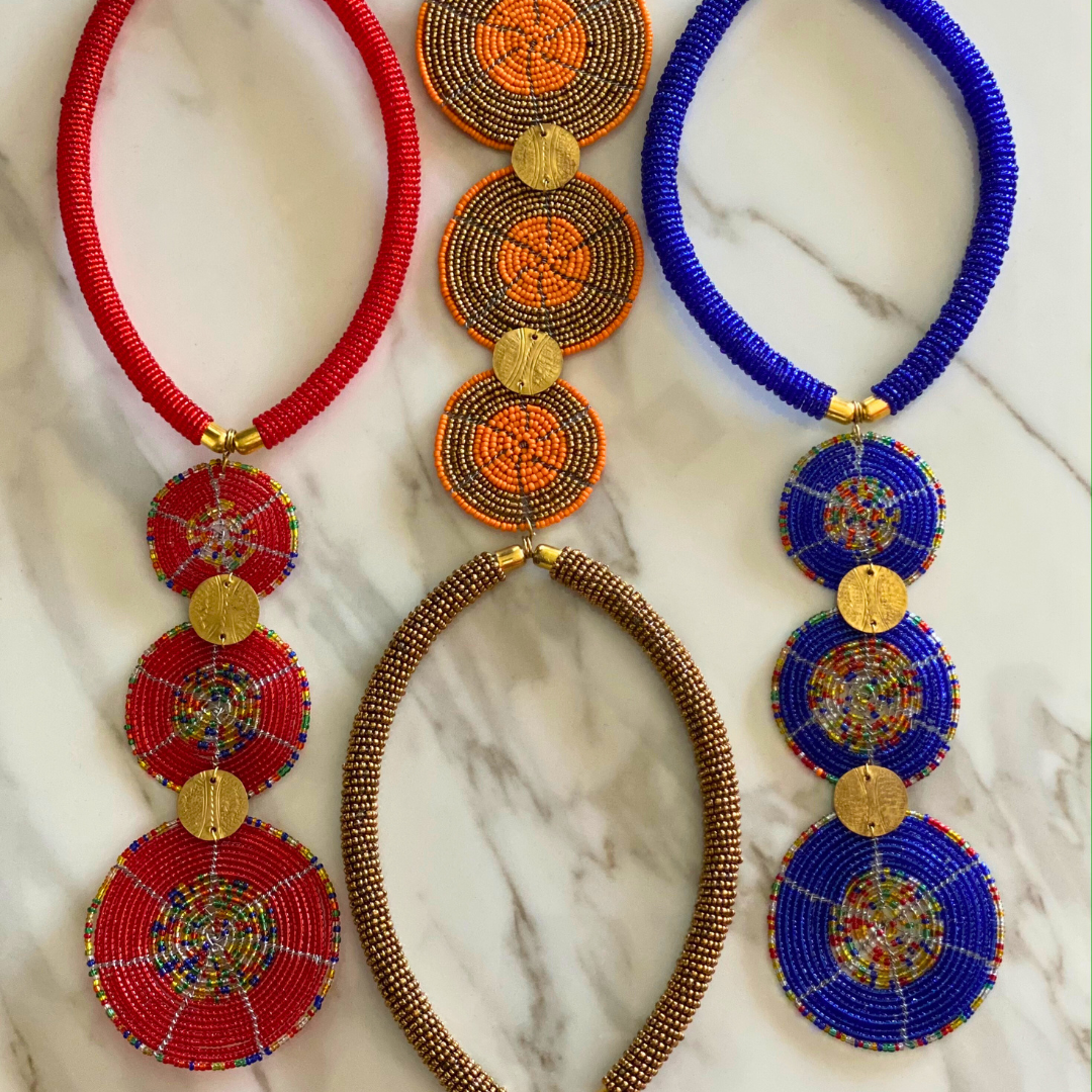 Handmade by the Maasai Tribe - Beaded 3 Circles Necklace