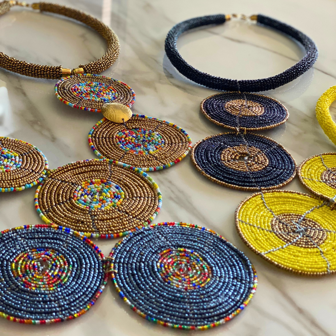 Handmade by the Maasai Tribe - Beaded 2 Circles Necklace