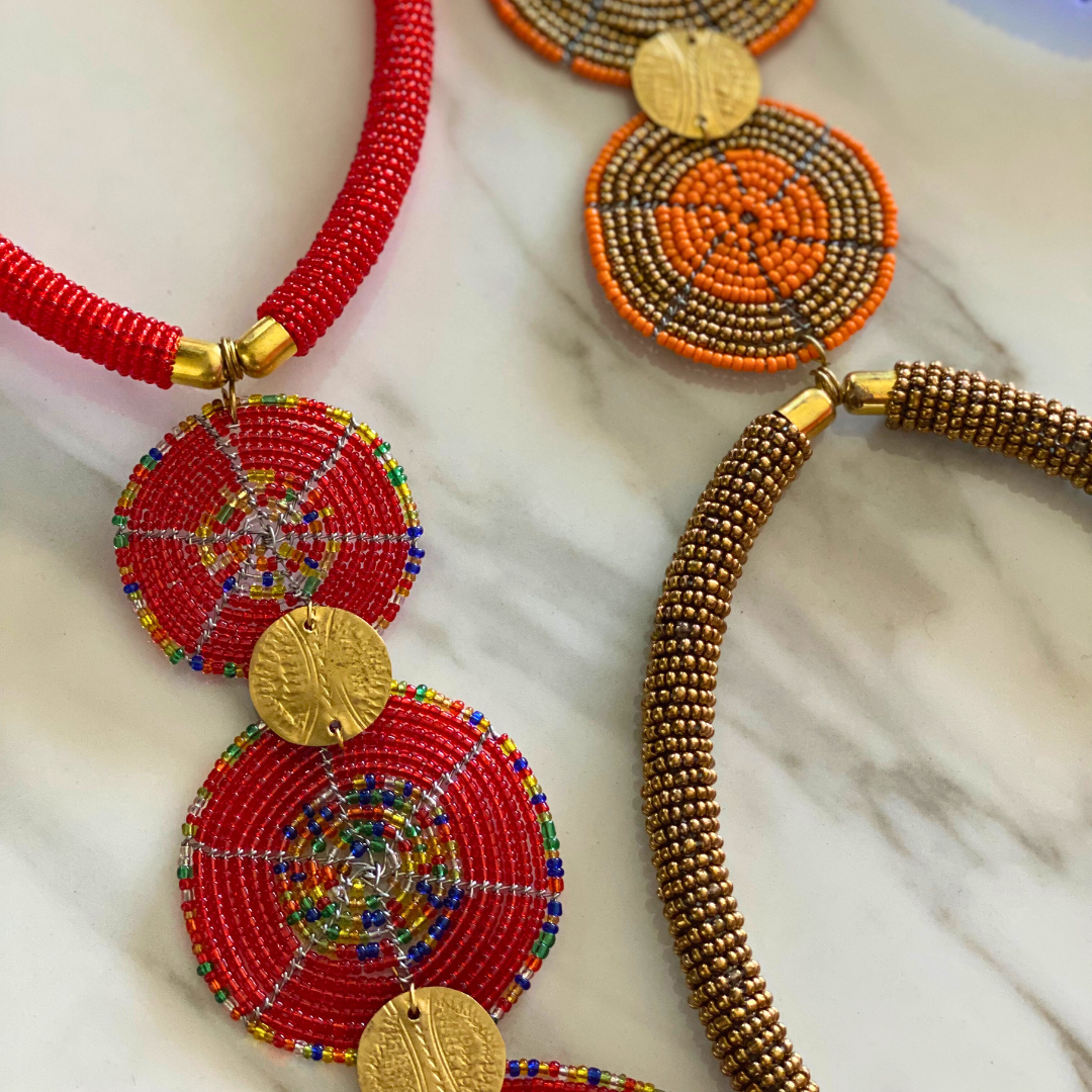 Handmade by the Maasai Tribe - Beaded 3 Circles Necklace