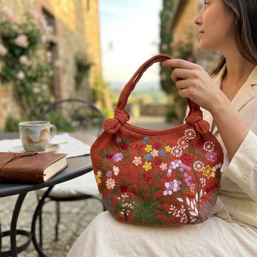 Nam - Orange and Floral Embroidery