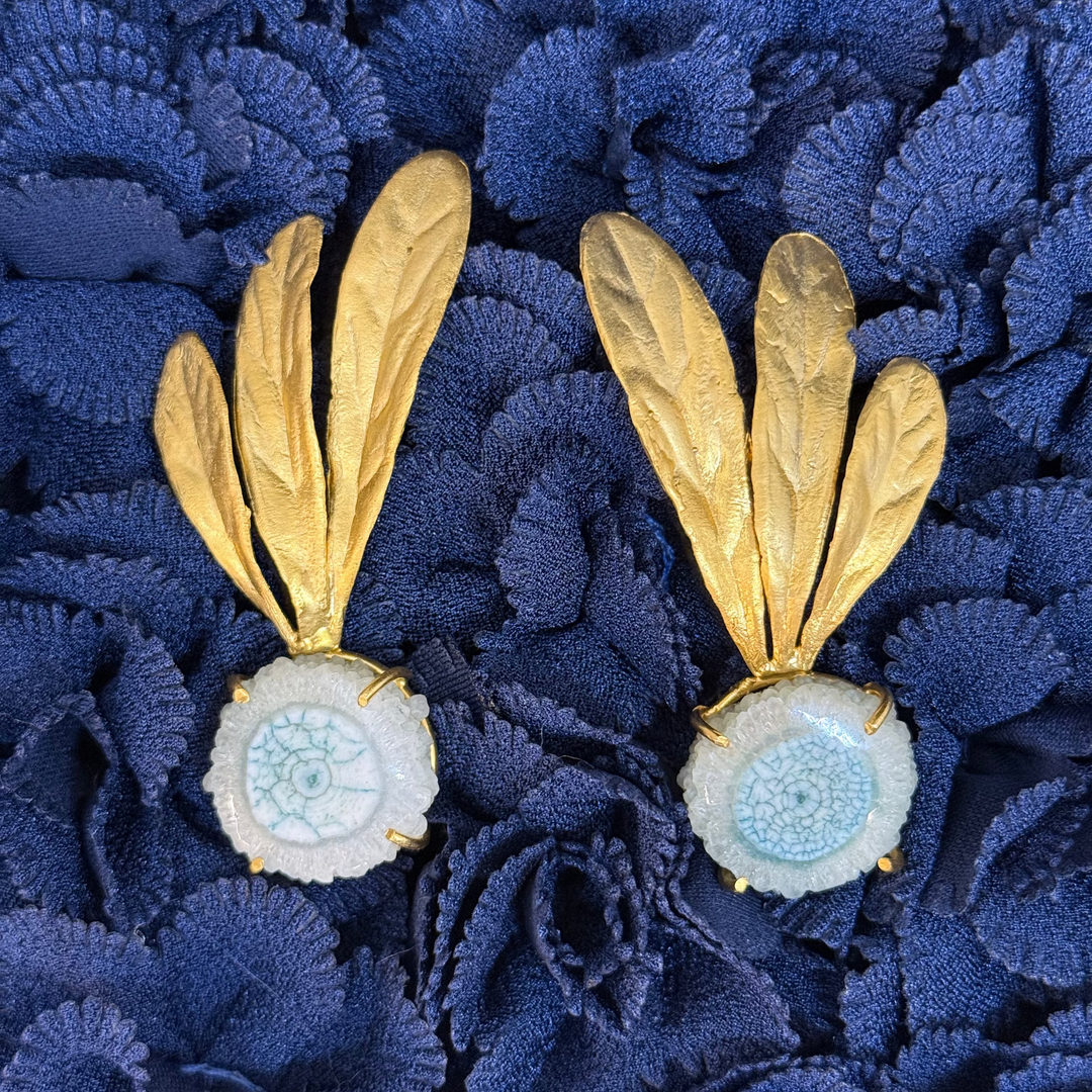 Feathers with Light Turquoise Circular Stone