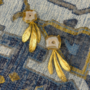 Circular Light Brownish Stone with 3 Feathers Dangling