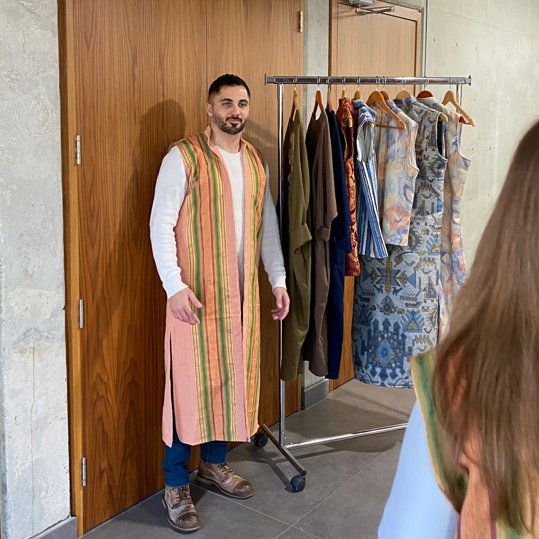 Salmon Pink, Multicolor Striped - Long