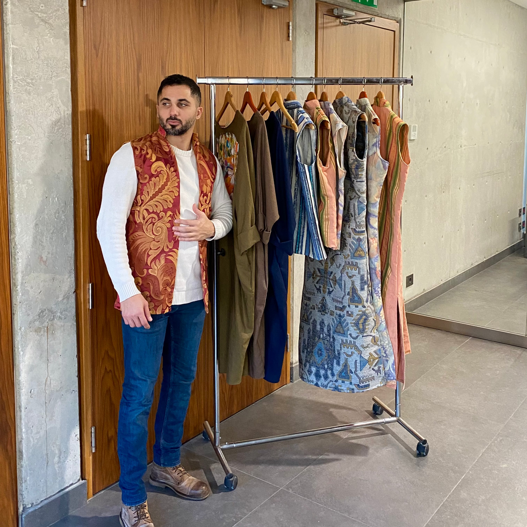 Red, Bronze Floral - Short