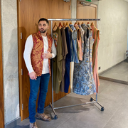 Red, Bronze Floral - Short