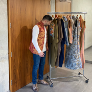 Red, Bronze Floral - Short