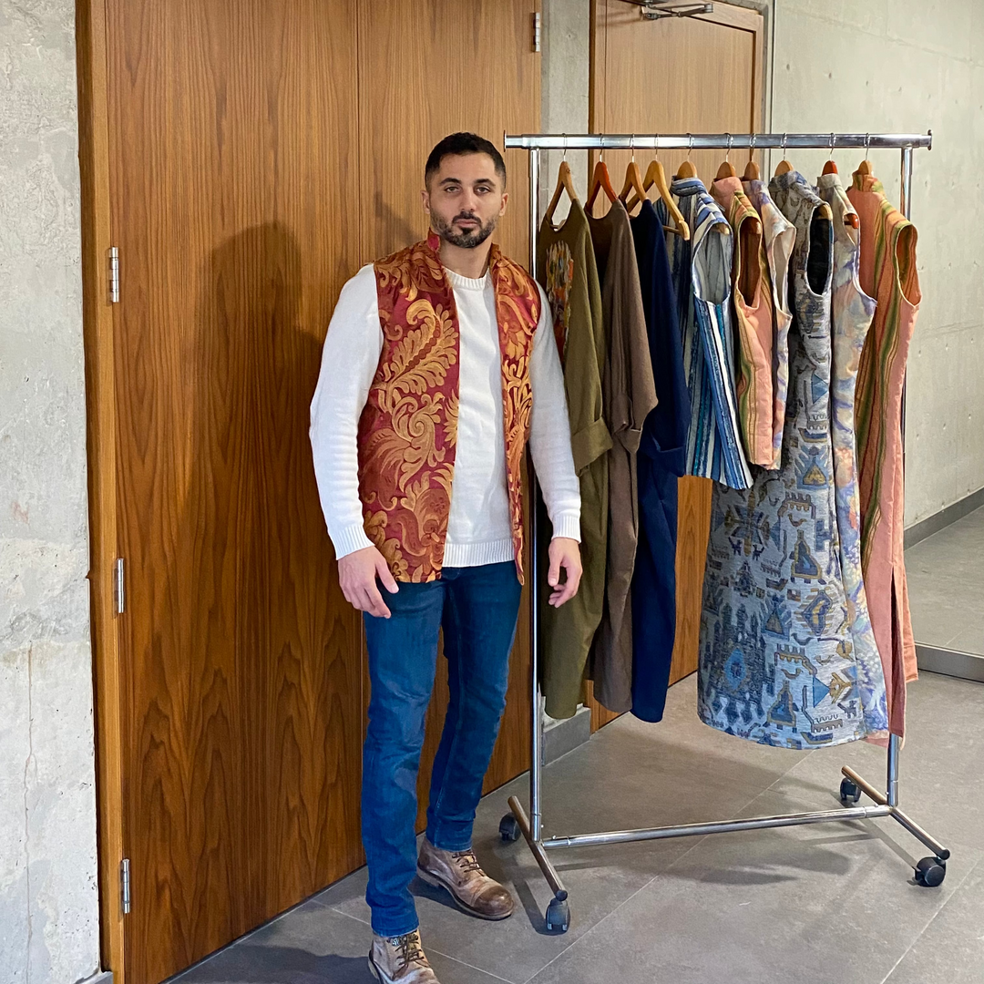 Red, Bronze Floral - Short