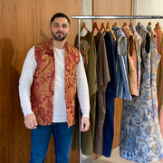 Red, Bronze Floral - Short