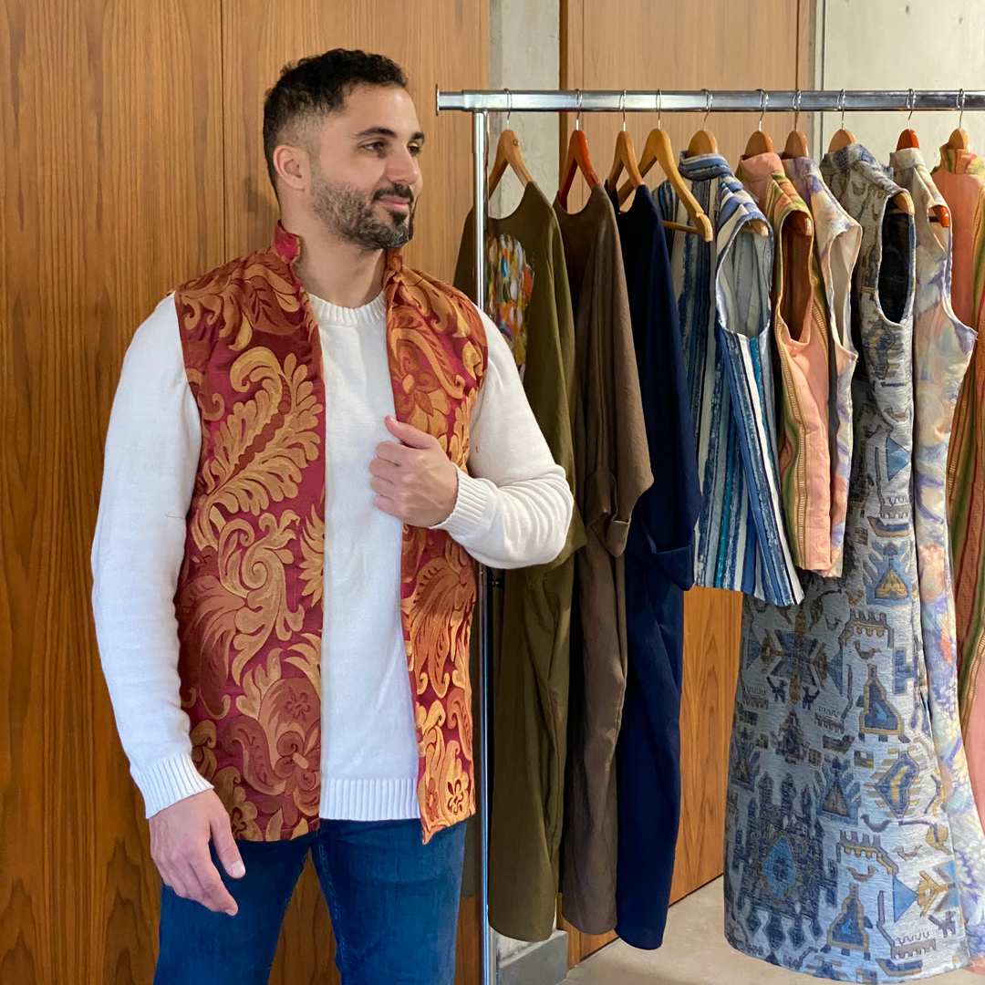 Red, Bronze Floral - Short