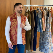 Red, Bronze Floral - Short