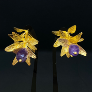 Downward Leaves Vine with Amethyst Stone