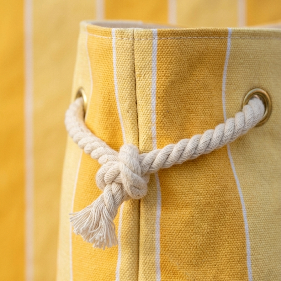 Diane - Yellow & White Striped with Rope Handle