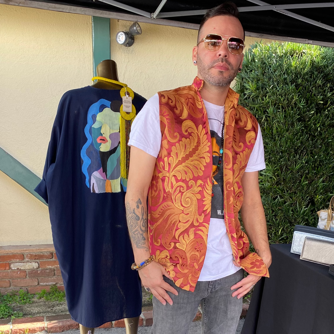 Red, Bronze Floral - Short