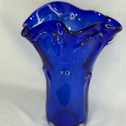 Murano Handmade Vase - Blue, Flower Shaped (large)