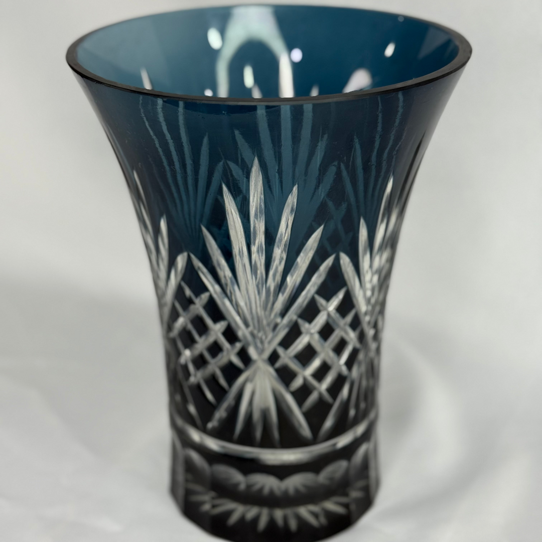 Egermann Hand-Decorated Vase - Blue-Grey (large)