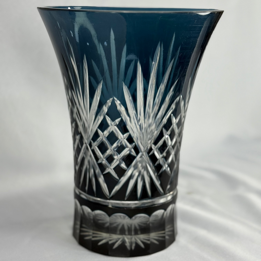 Egermann Hand-Decorated Vase - Blue-Grey (large)