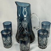 Egermann Hand-Decorated Glassware - Drink Set, Pitcher with 6 Highball Glasses