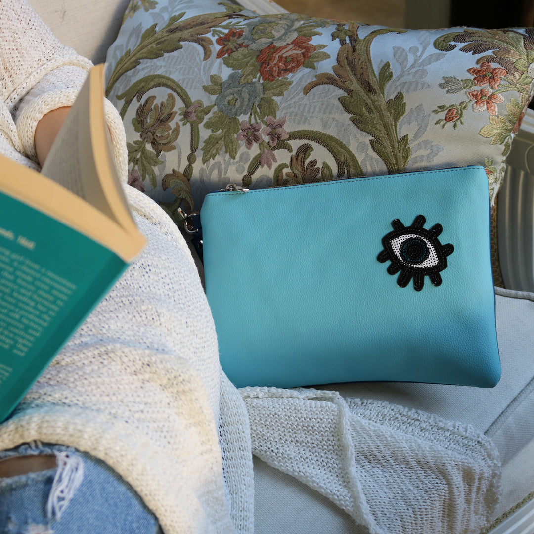 Small Eye with Navy & Light Blue Vegan Leather