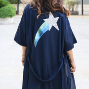 100% Linen Kaftan - Navy, Shooting Star