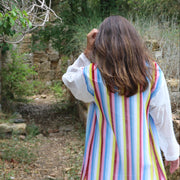 Knit Cardigan with Sleeves - Striped, Dark