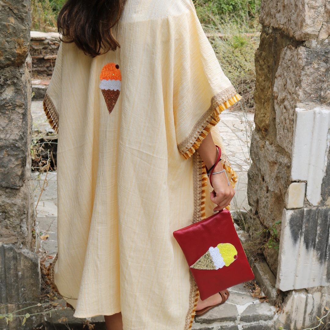 Ice Cream with Red Vegan Leather