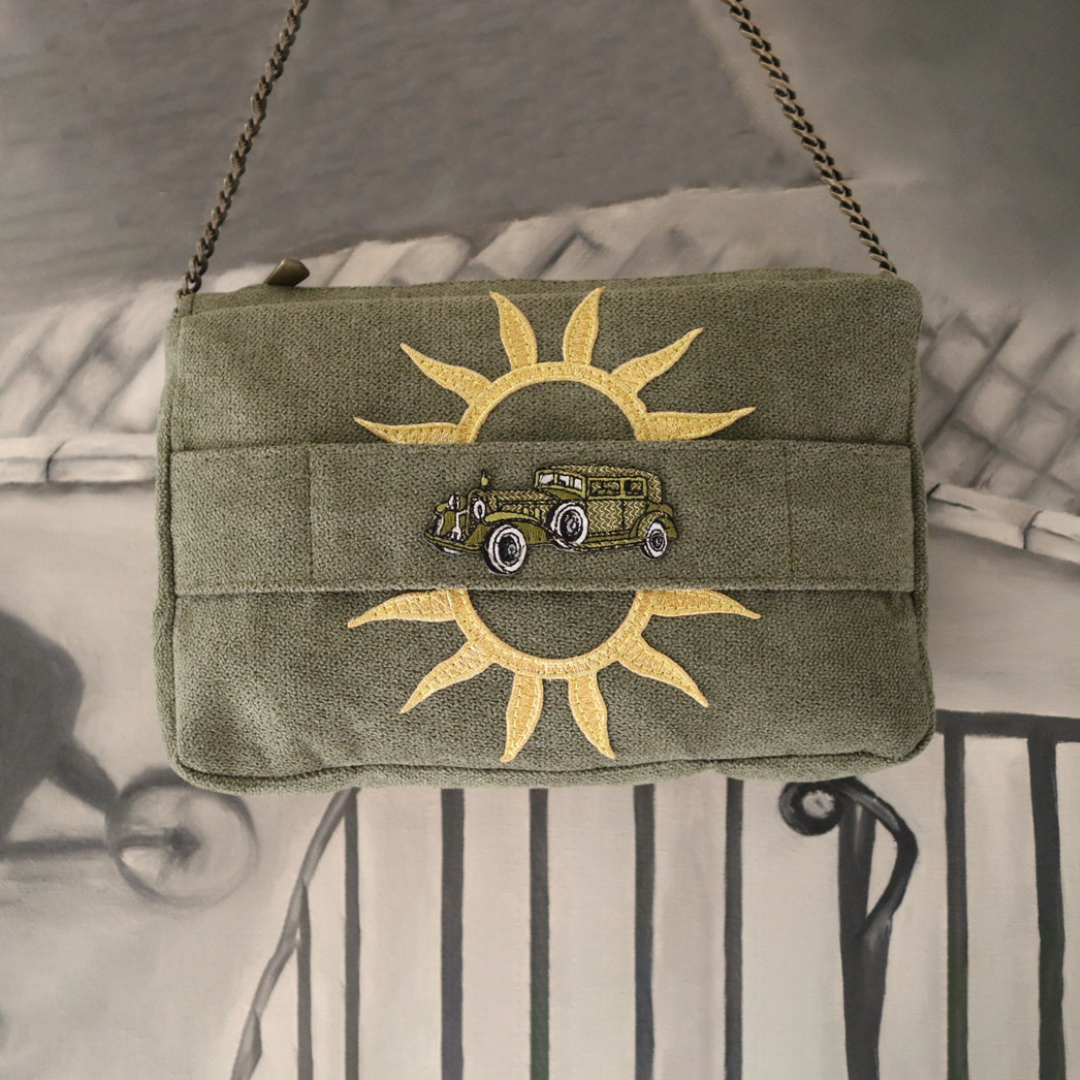 Light Green with Sun & Car Embroidery