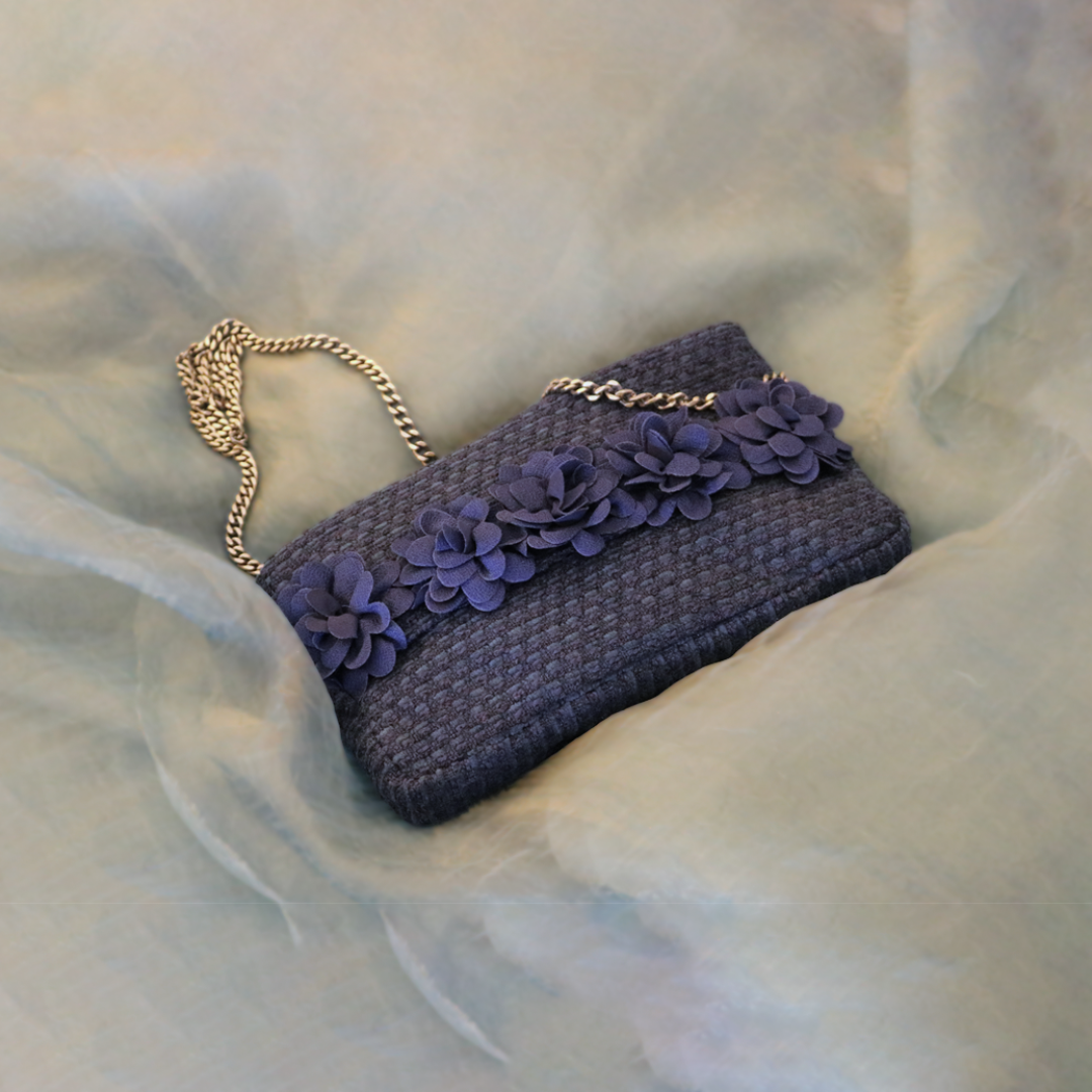 Navy Jute With Flowers